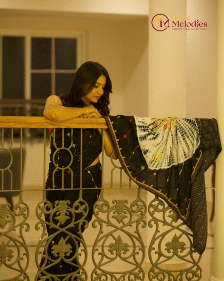 RUSSIAN SILK - BLACK KUTCH WORK