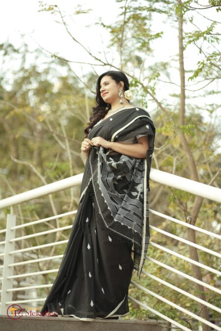 COTTON JAMDANI - BLACK COTTON JAMDANI