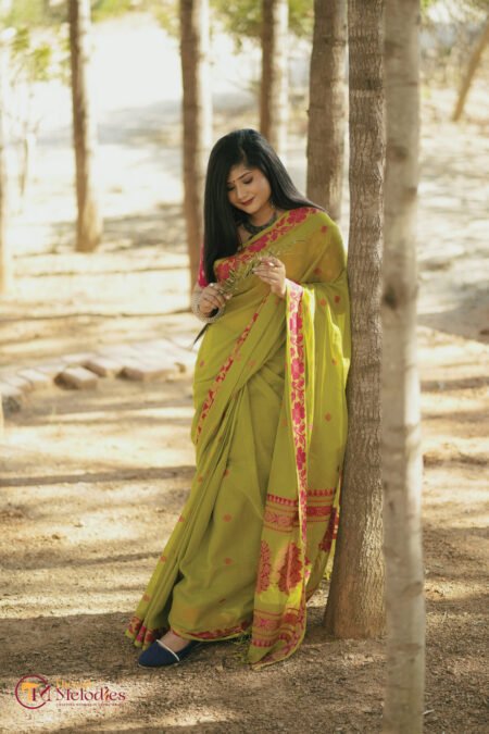 COTTON JAMDANI - LIME GREEN COTTON JAMDANI