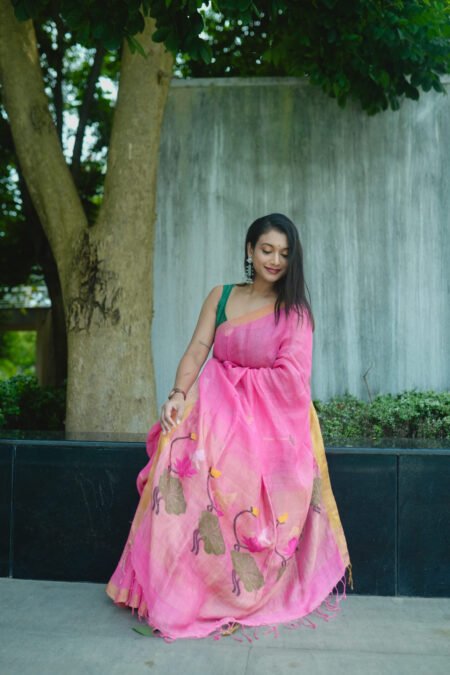 PURE LINEN - PINK JAMDANI