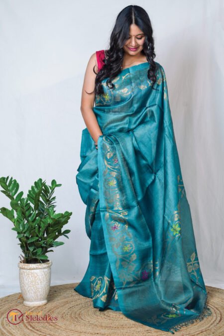 PURE TUSSER BY TISSUE SILK - PEACOCK BLUE