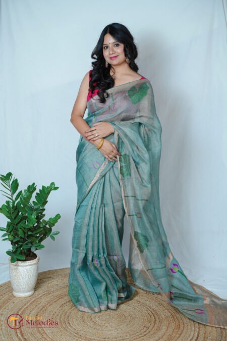PURE SILK LINEN -TURQUOISE