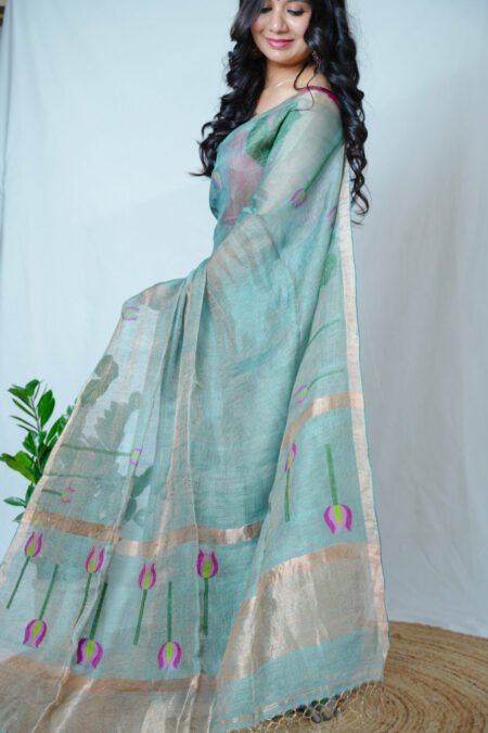 PURE SILK LINEN -TEAL