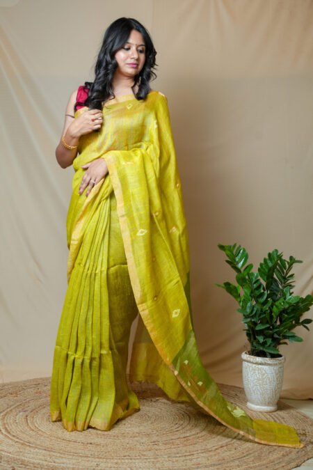 PURE SILK LINEN - LIME GREEN