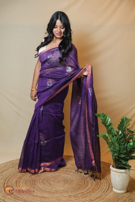 PURE LINEN - PURPLE JAMDANI